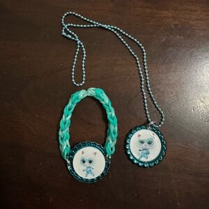 Super Kitties Bitsy Bottle Cap Necklace and Bracelet